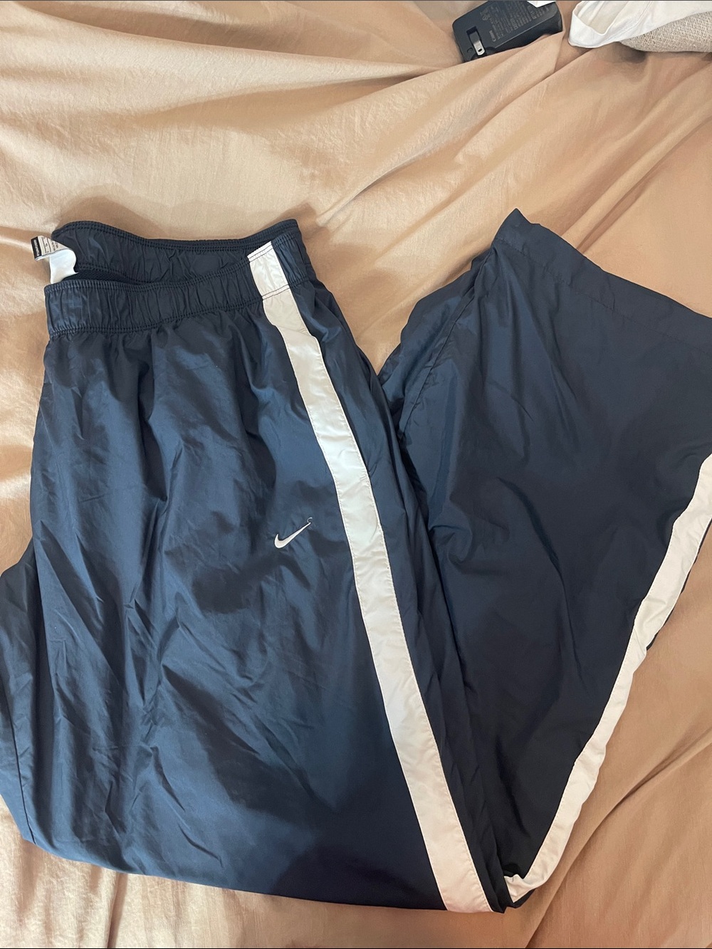 Nike Navy Track Pants with White Stripe